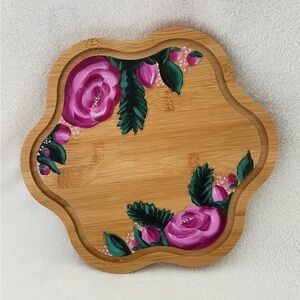 Bamboo Hand Painted Serving Board Roses Mother’s Day Gift Home Decor